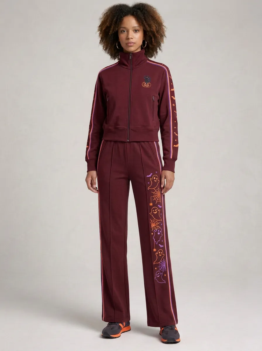 Women's Halloween Ghost Pumpkin Spiderweb Printed Tracksuit