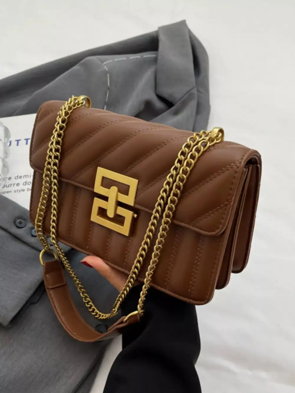 Quilted Flap Detail Shoulder Bag