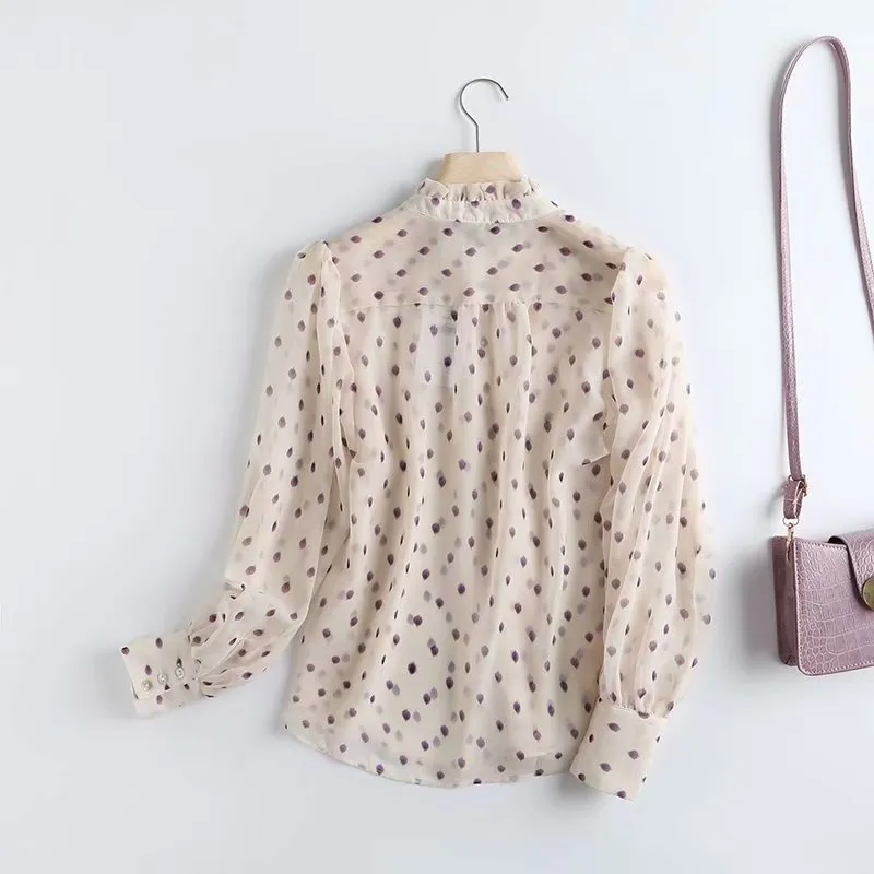 Frilled Chiffon Collared Blouse