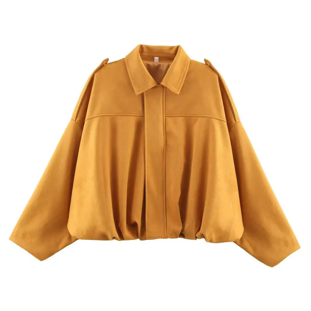 Cropped Suede Look Bomber Jacket