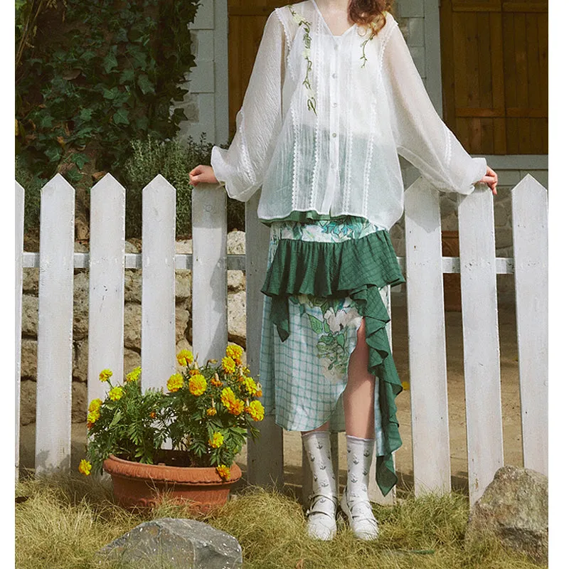 Roomy Daily Everyday Casual Checked Skirt