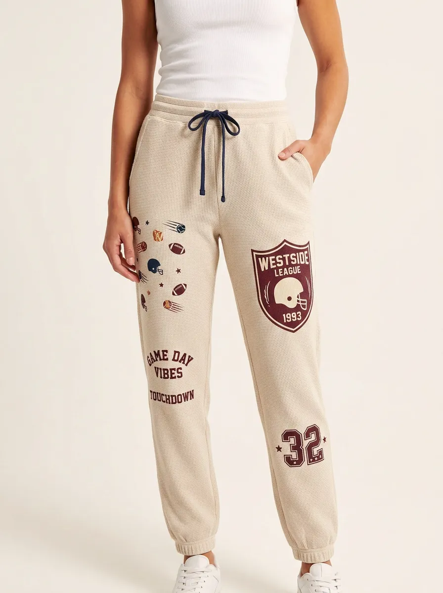 Women's Football Fan Westside League Helmet Printed Joggers