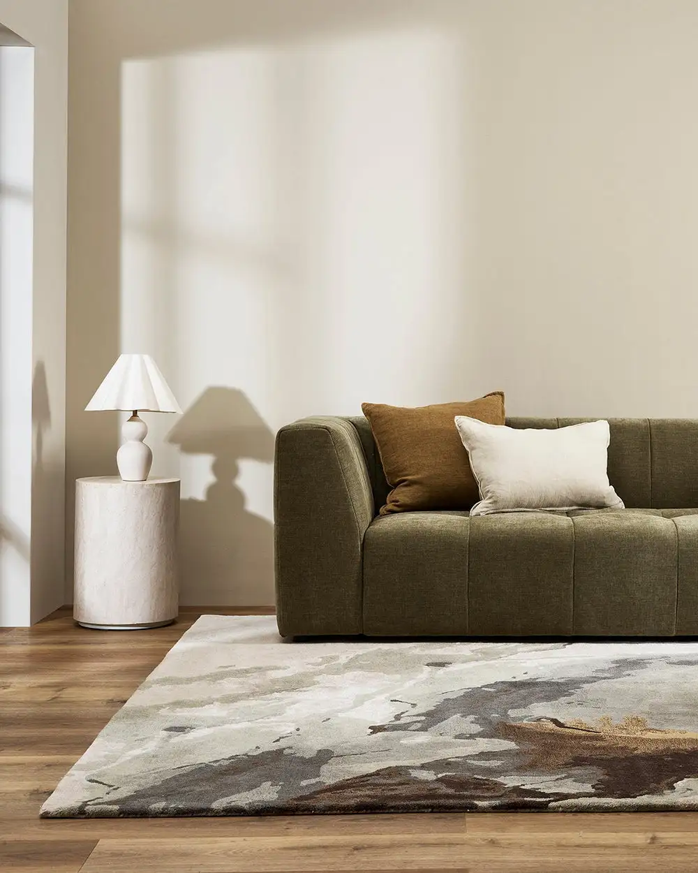 Wool Contemporary Textured Layered Area Rug