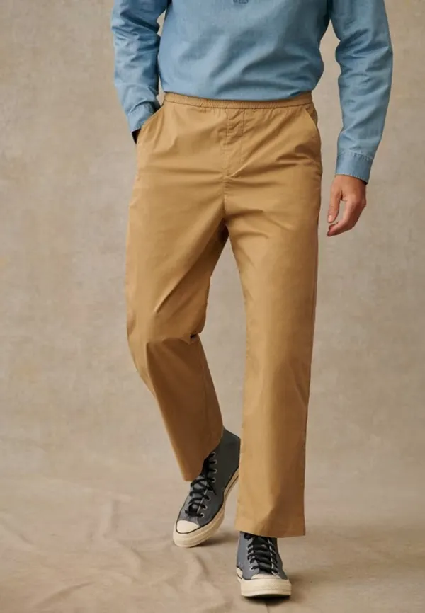 Khaki Slight Stretch Straight Leg Casual Trousers