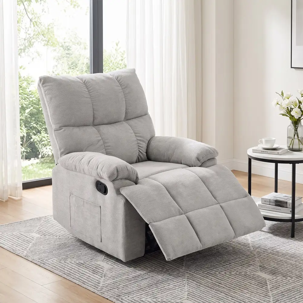 Living Room Clean Line Chenille Recliner Sofa