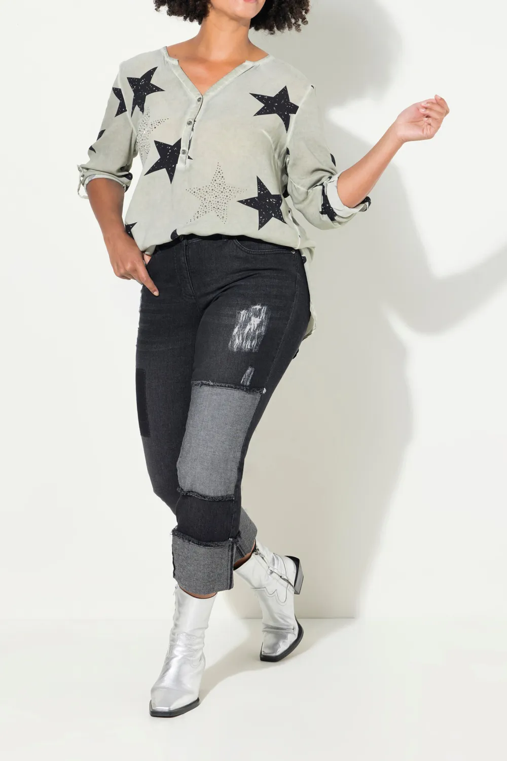 Elastic Patch Jeans