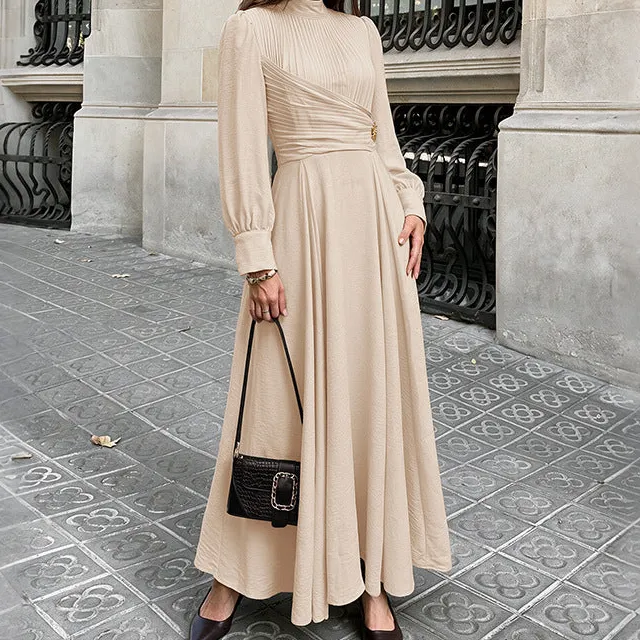 Women's High-Neck Ruffled Maxi Dress