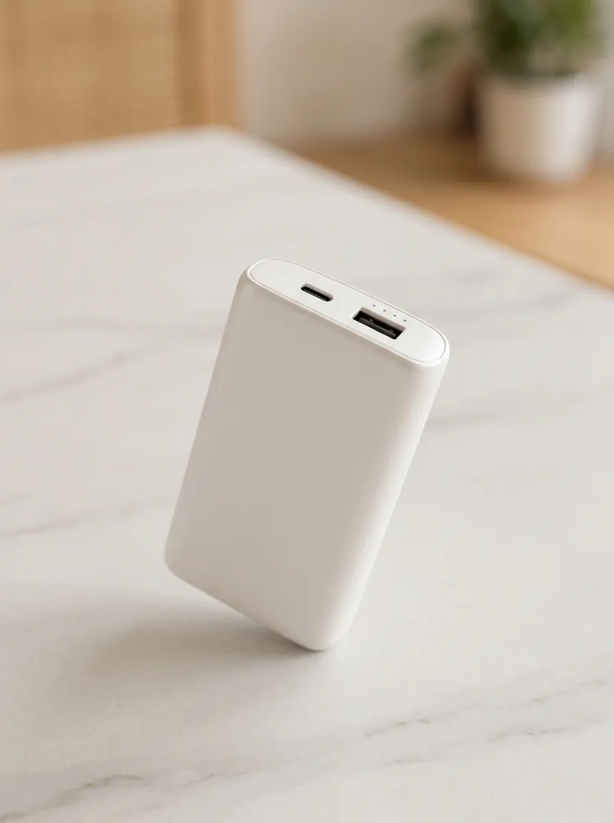Clean White Minimalist Portable Power Bank