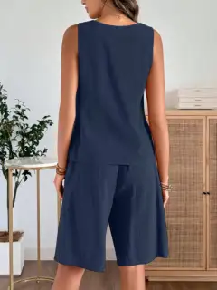Round-Neck Shorts Matching Set
