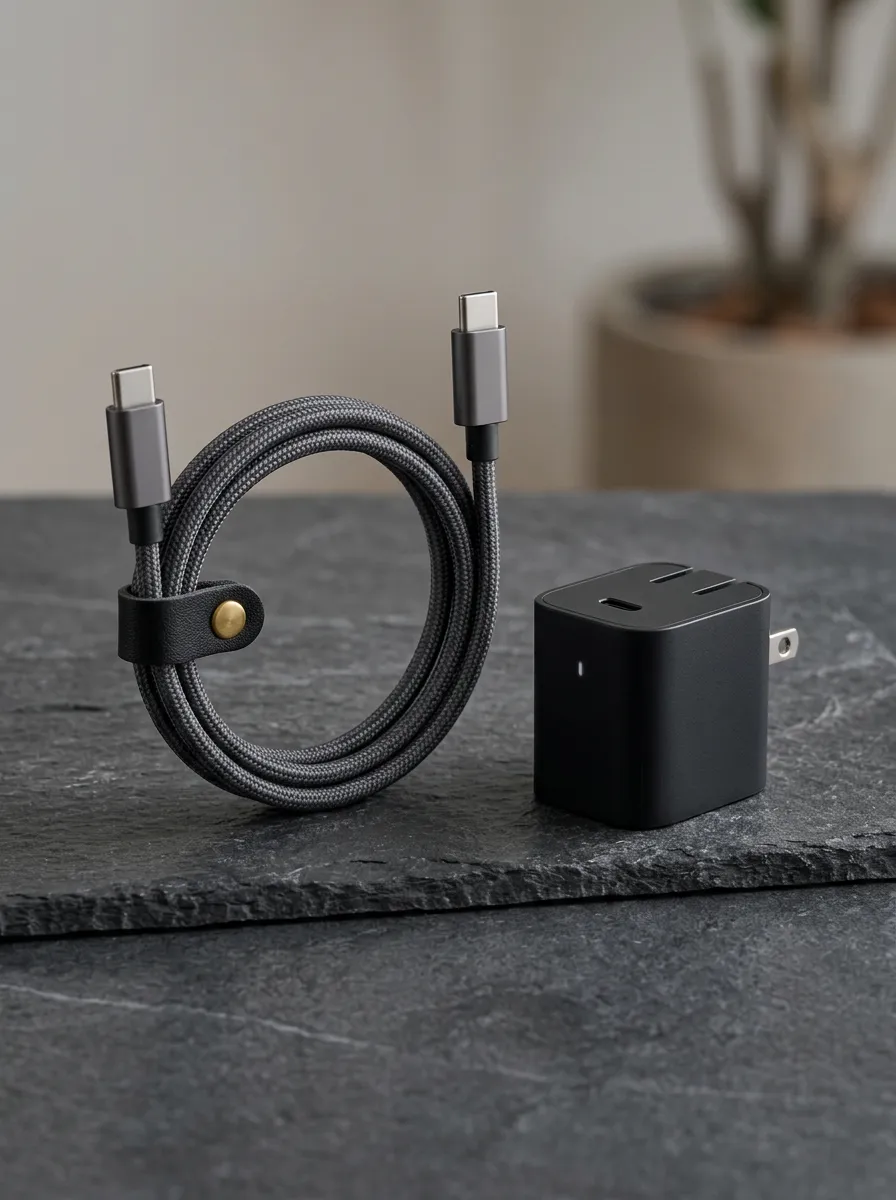 Braided Leather Strap Charger and Cable Set