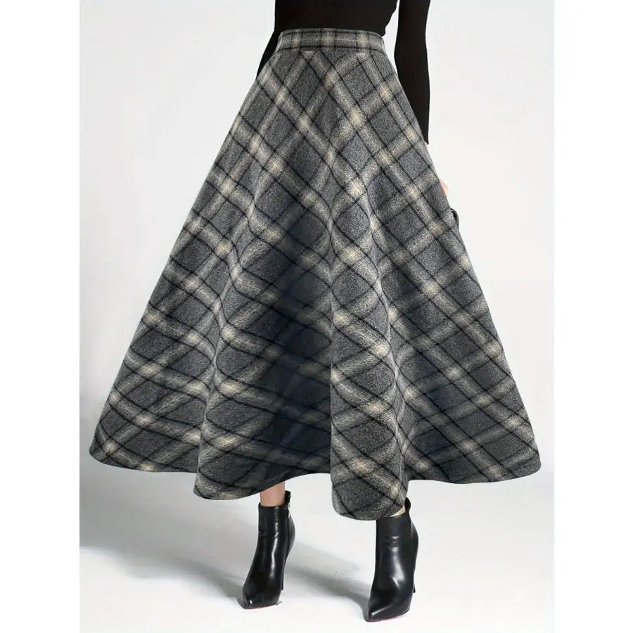 Elastic Waist Midi Skirt