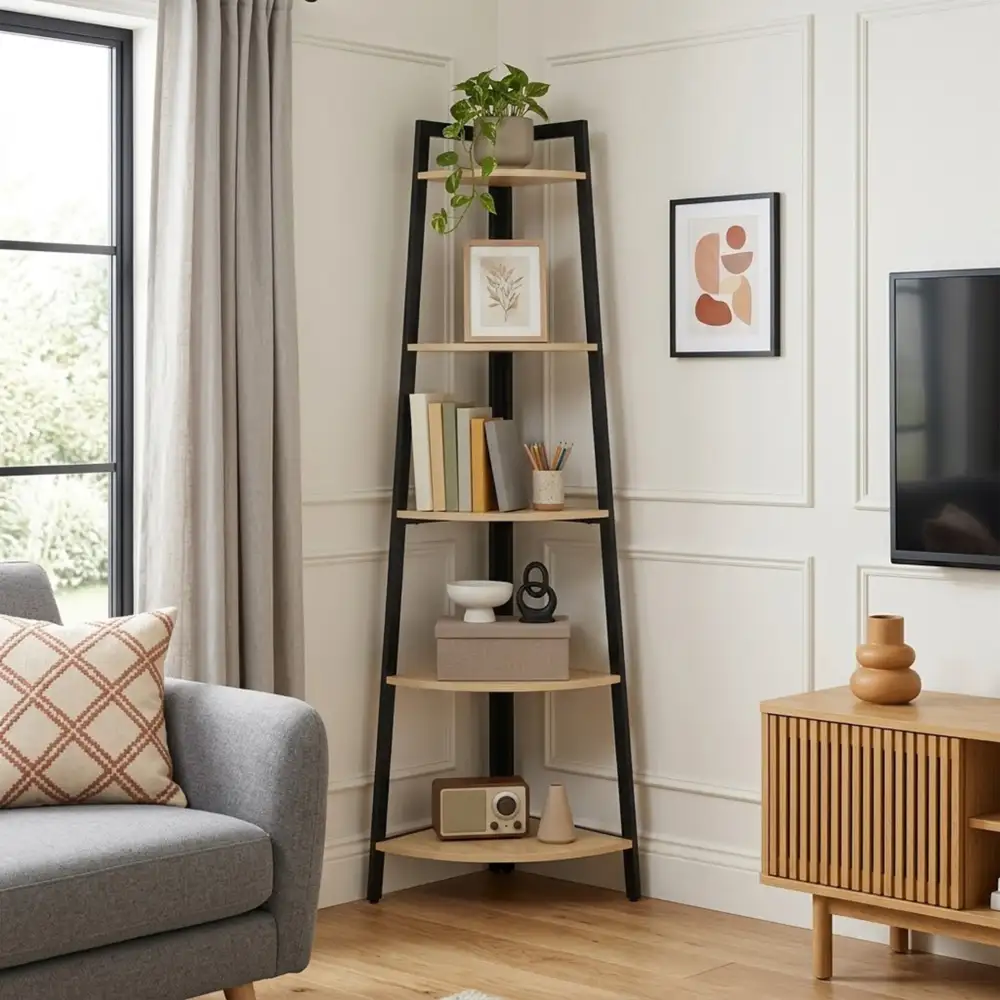 Clean Line Metal Frame Corner Storage Shelf