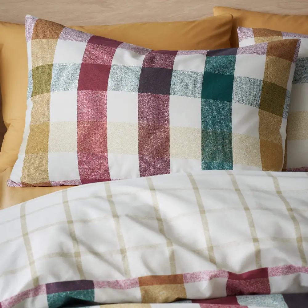 Polished Bedroom Reversible Check Cotton Duvet Cover Set