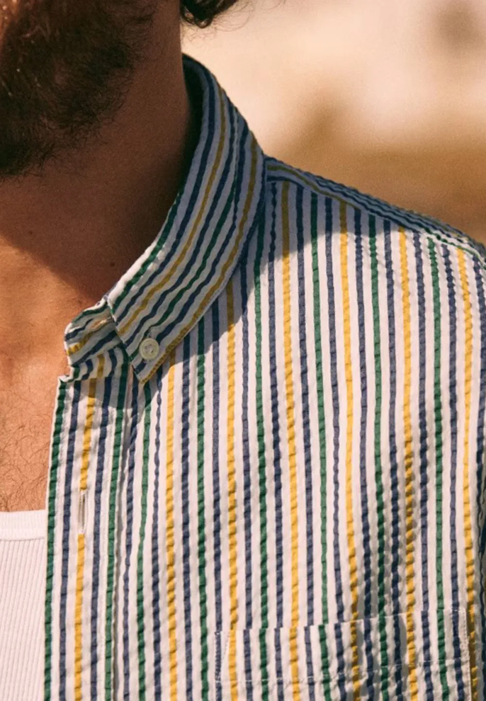 Multicolor Stripe Open Front Camp Collar Shirt