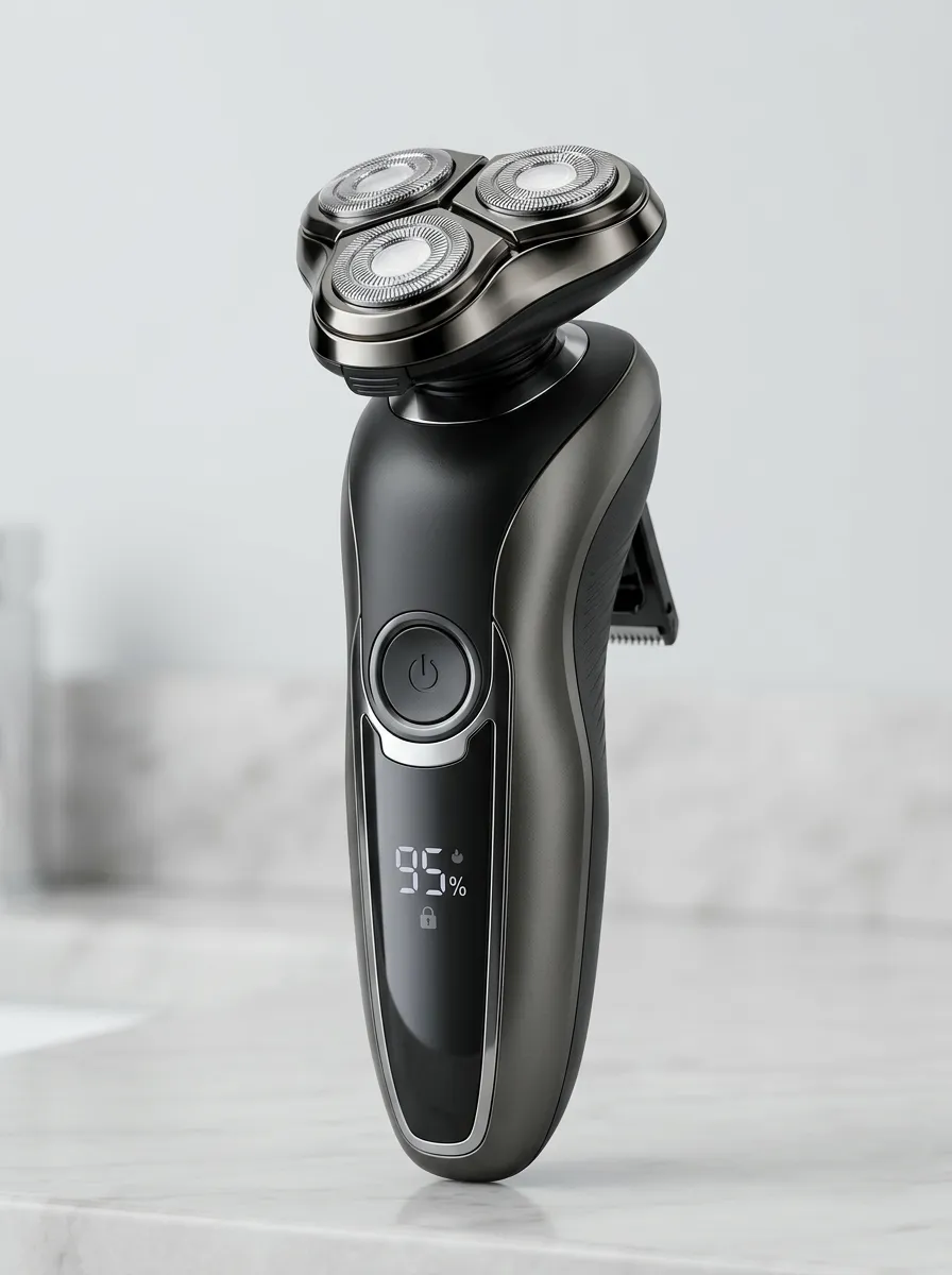 Rotary 3D Floating-Head LED Display Electric Shaver for Daily Grooming