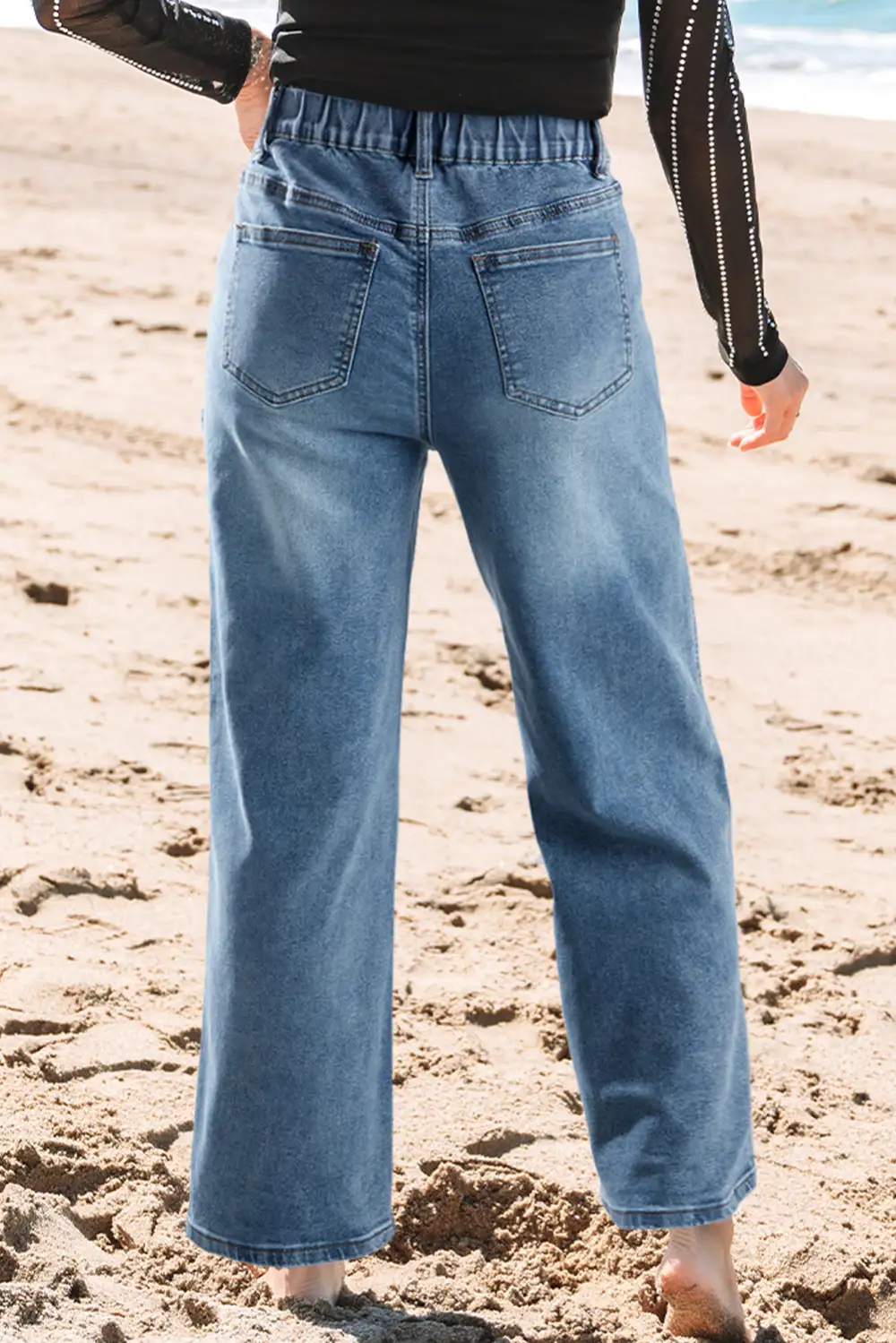 Casual Ribbed Denim Jeans