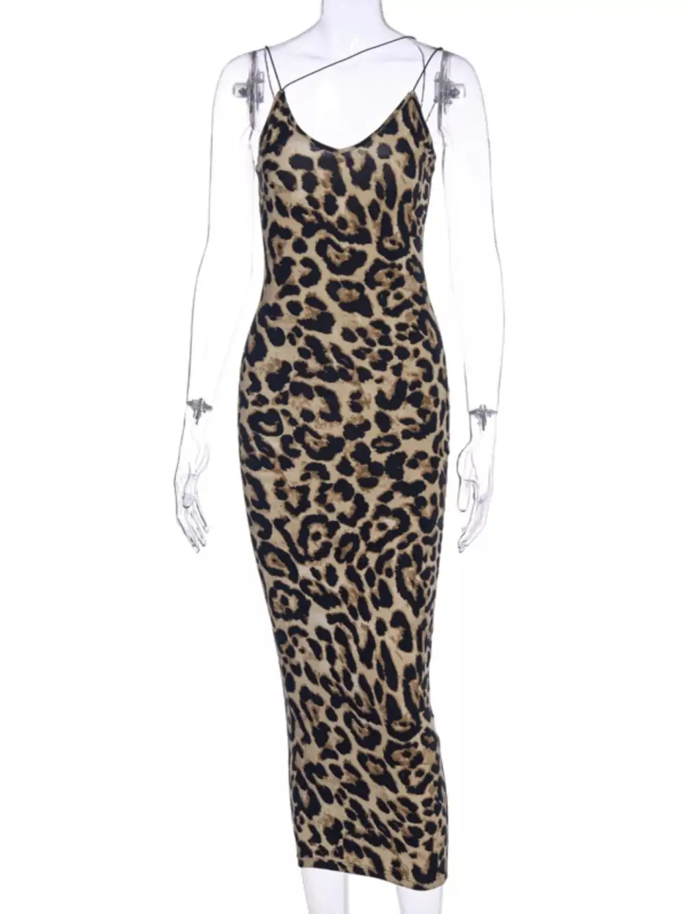 Spaghetti-Strap Leopard-Print Midi Dress