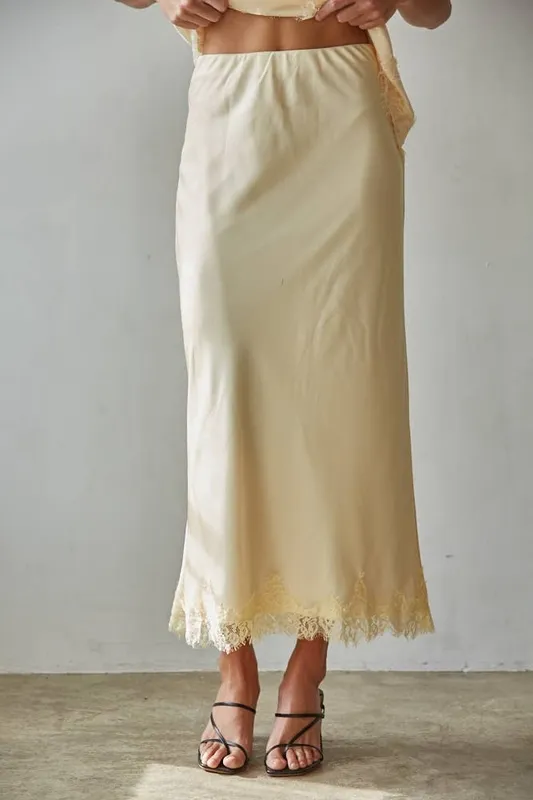 Cream Lace Satin Skirts