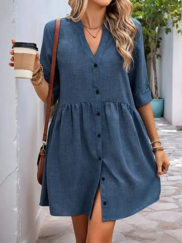 Elegant Short Sleeve Mini Dress