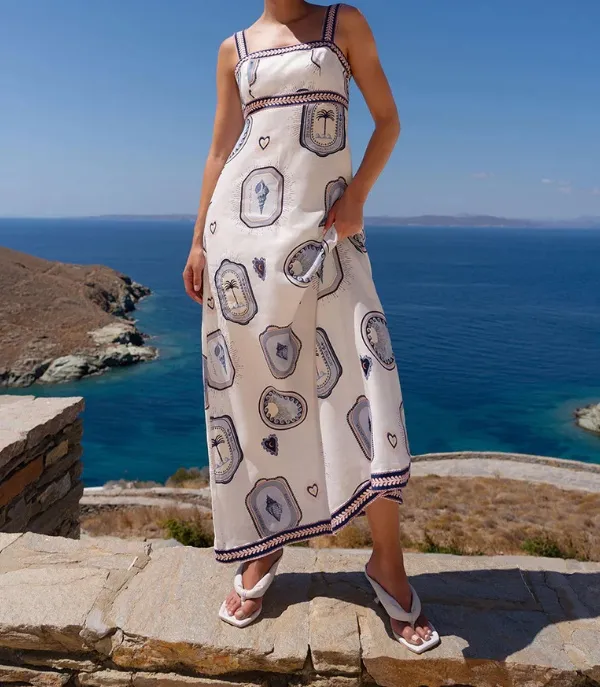 Linen Square Neck Maxi Dress