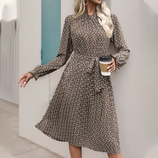 Women's Wrap Long-Sleeve Floral Ruffled Dress