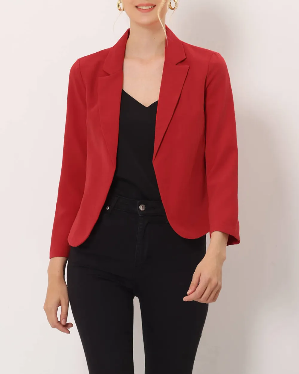 Casual Open Front Crop Suit Blazer Jacket