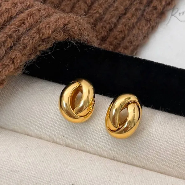 Geometric Metal Vintage Hoop Earrings