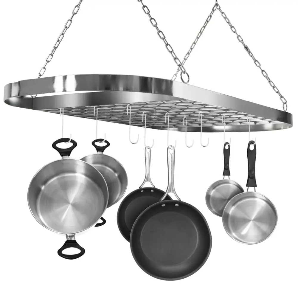 Pot Pan Ceiling Rack With Hooks