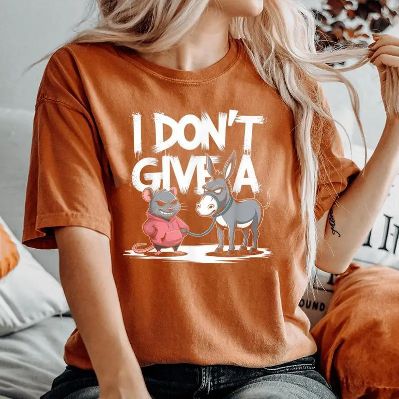 I Dont Give A Rats Donkey Mouse Rat Meme Merch Women's Oversized Comfort T-Shirt