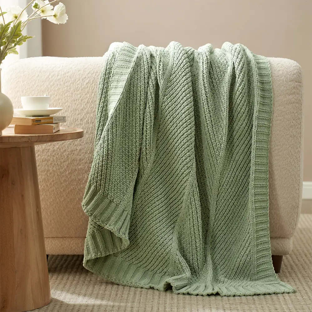 Chenille Chevron Throw Blanket