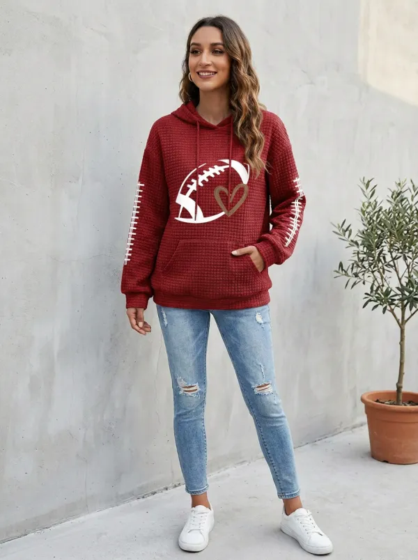 Women's Gridiron Heart Graphic Waffle Hoodie