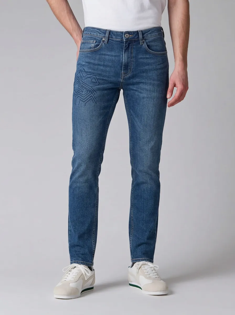 Men's Geometric Pattern Graphic Stretch Jeans