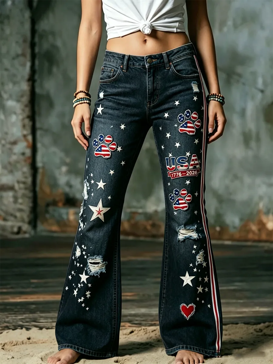 Women'S 250Th Anniversary Animal Printed Casual Jeans