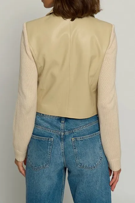 Two-Tone Cropped Knit Blazer