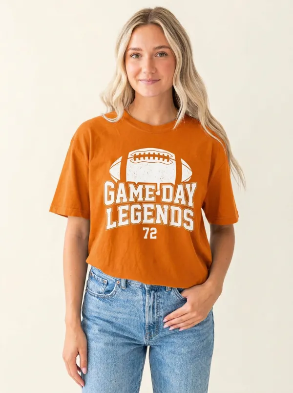 Women's Football Fan Game Day Legends 72 Printed T-shirt