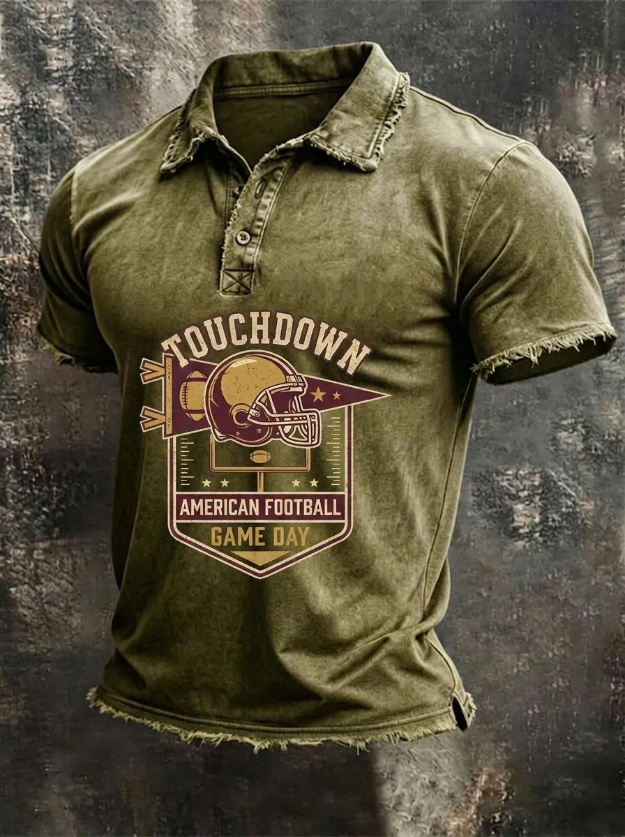 Football Touchdown Game Day Graphic Polo Shirt