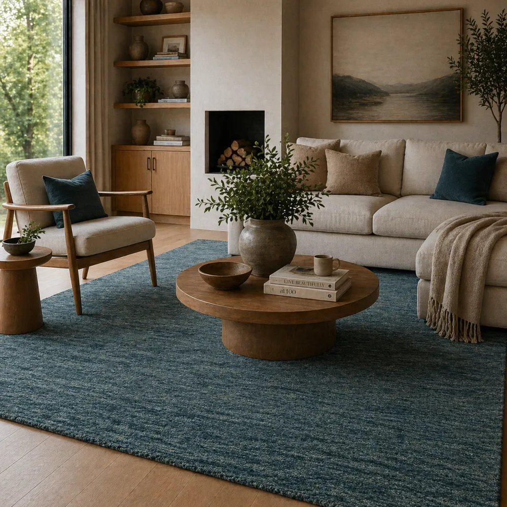 Hand-Knotted Wool Fringed Carpet