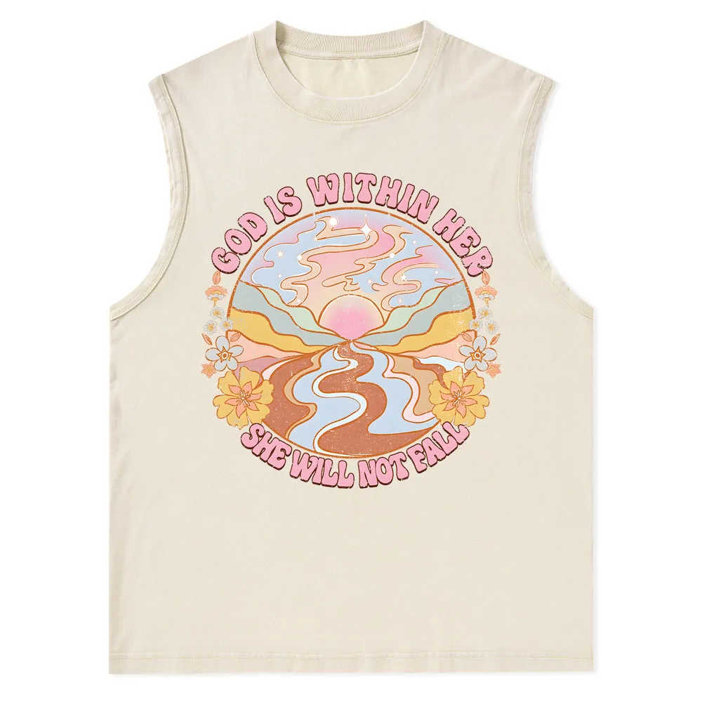 God Is Within Her She Will Not Fall Christian Washed Tank Top