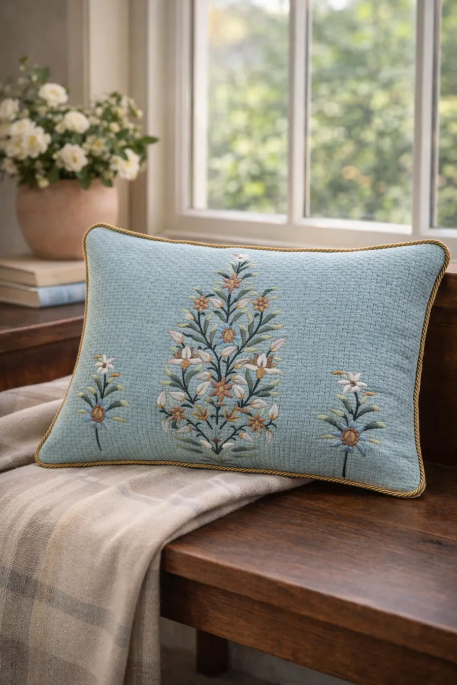 Floral Botanical Cotton Lumbar Decorative Cushion Cover
