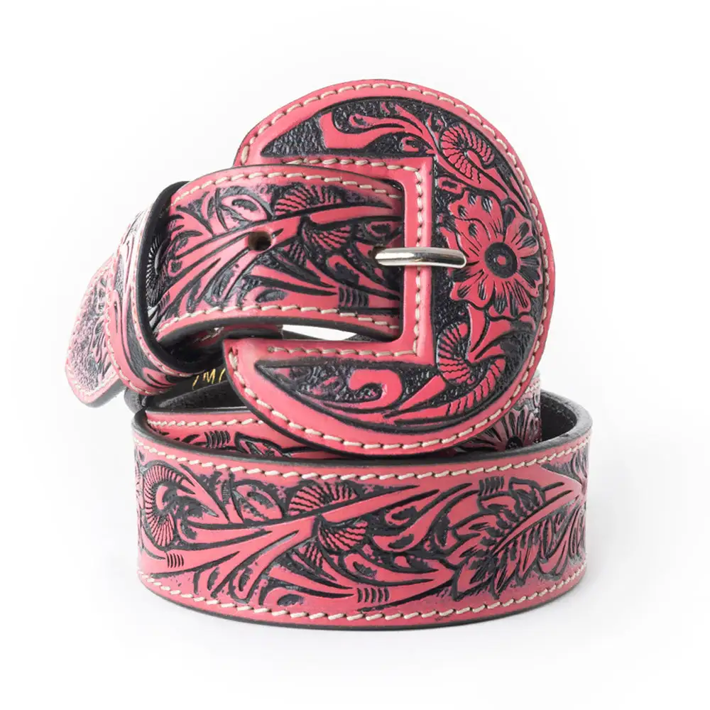 Women's Floral Statement Handtooled Leather Belt