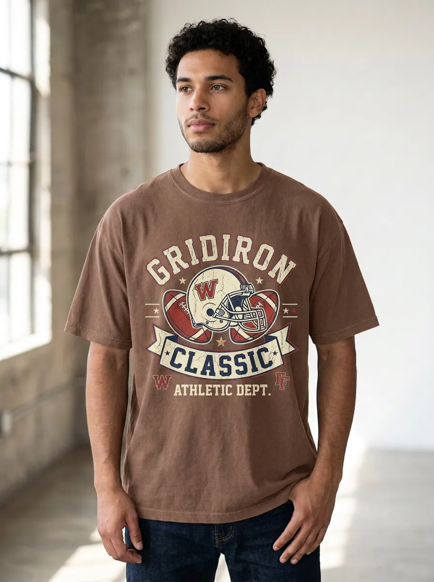 Everyday Men's American Football Gridiron Classic Helmet Printed T-Shirt