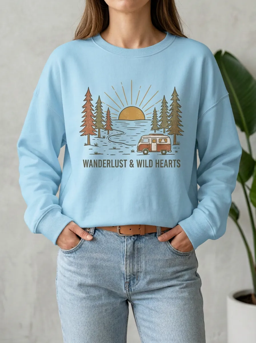 Camping Lover Wanderlust Van Forest Sweatshirt