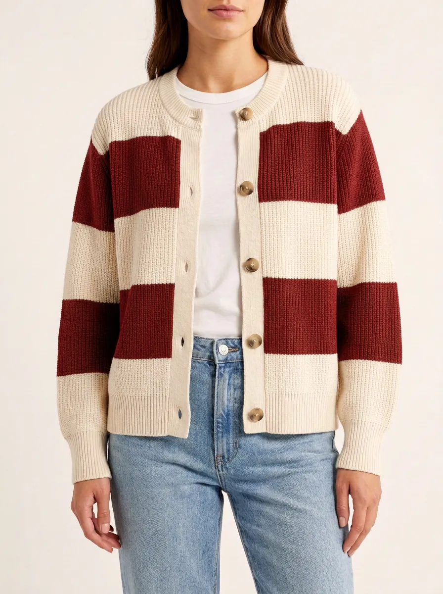 Rugby and Striped Knit Cardigan