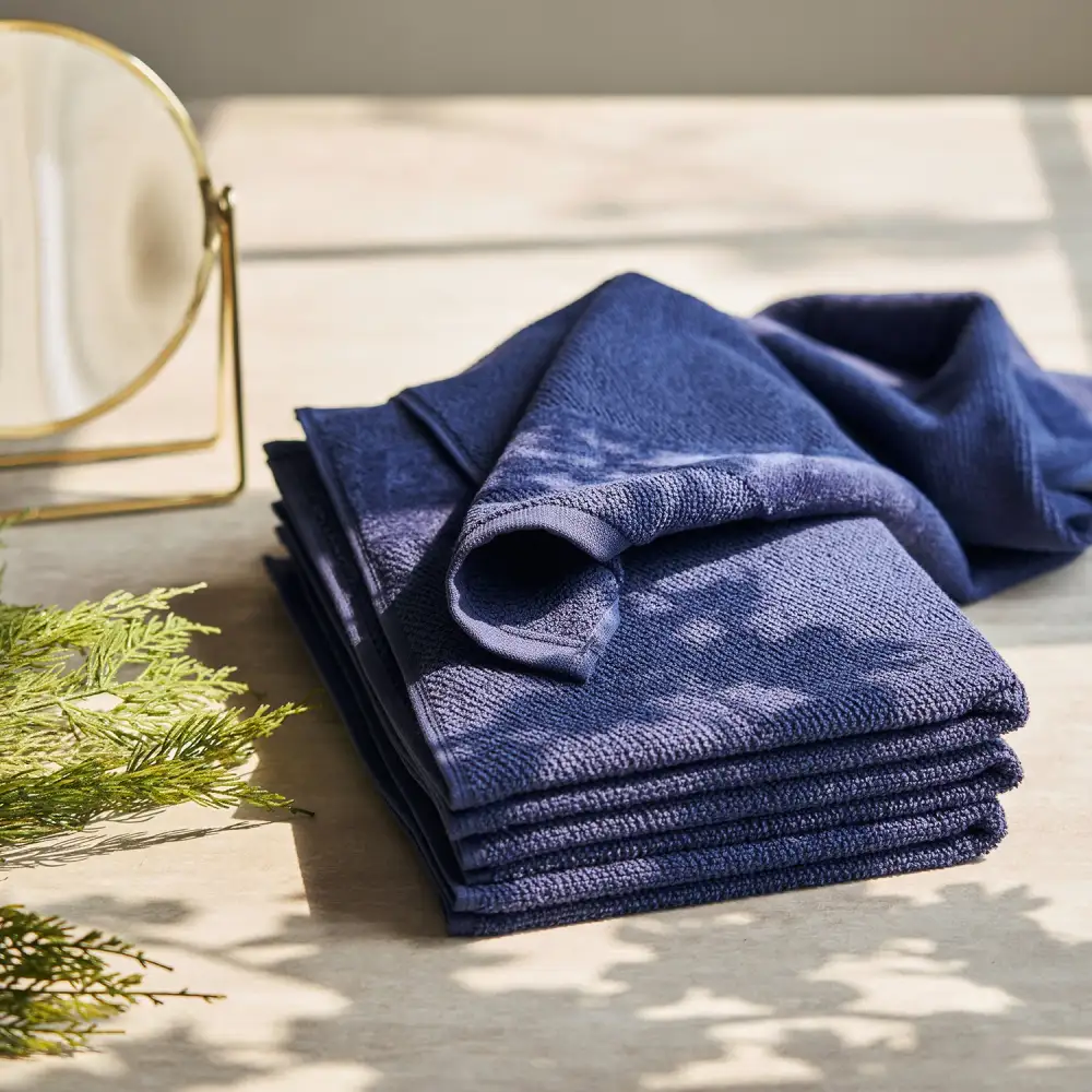 Blue Cotton Hand Towel Set