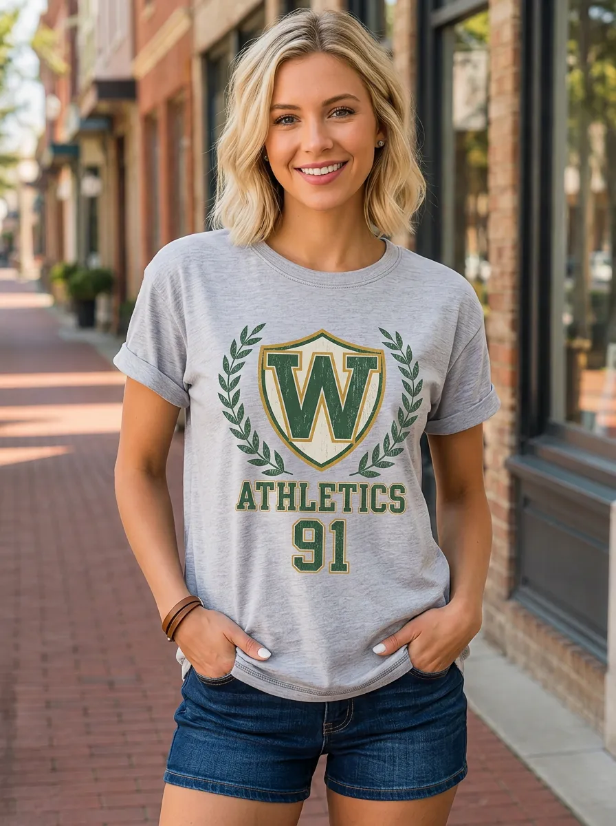 Women's Athletics Lover W Shield 91 Printed T-shirt