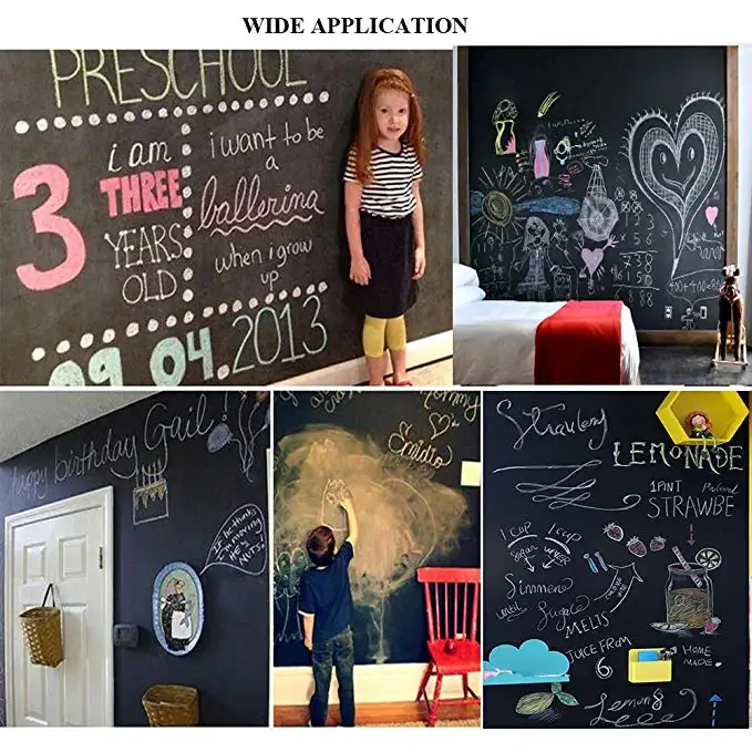 Blackboard Wallpaper Self-Adhesive Removable Chalkboard Wall Sticker Erasable Graffiti Decorative Wallboard