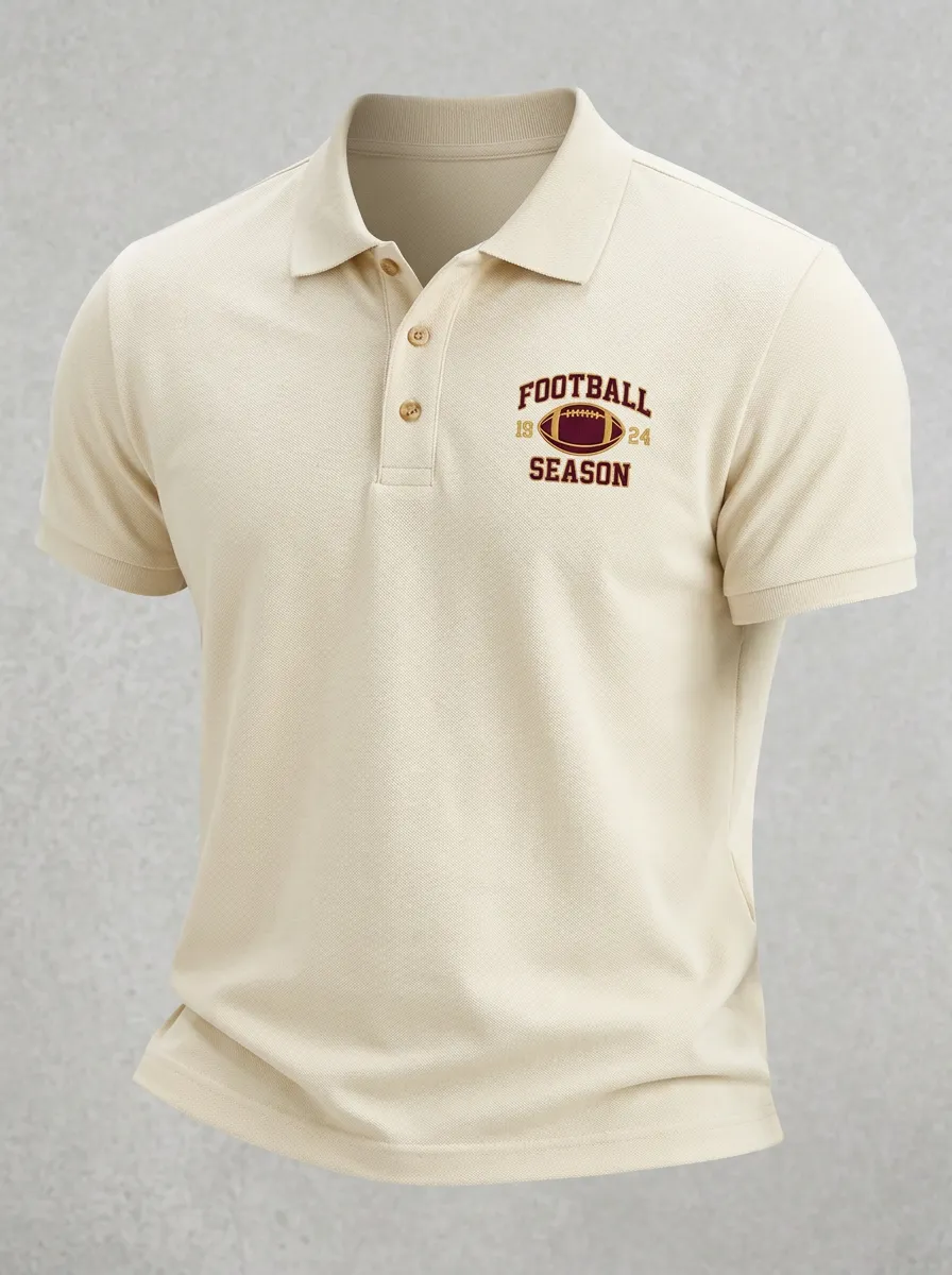 Men's American Football Season Logo Printed Polo Shirt