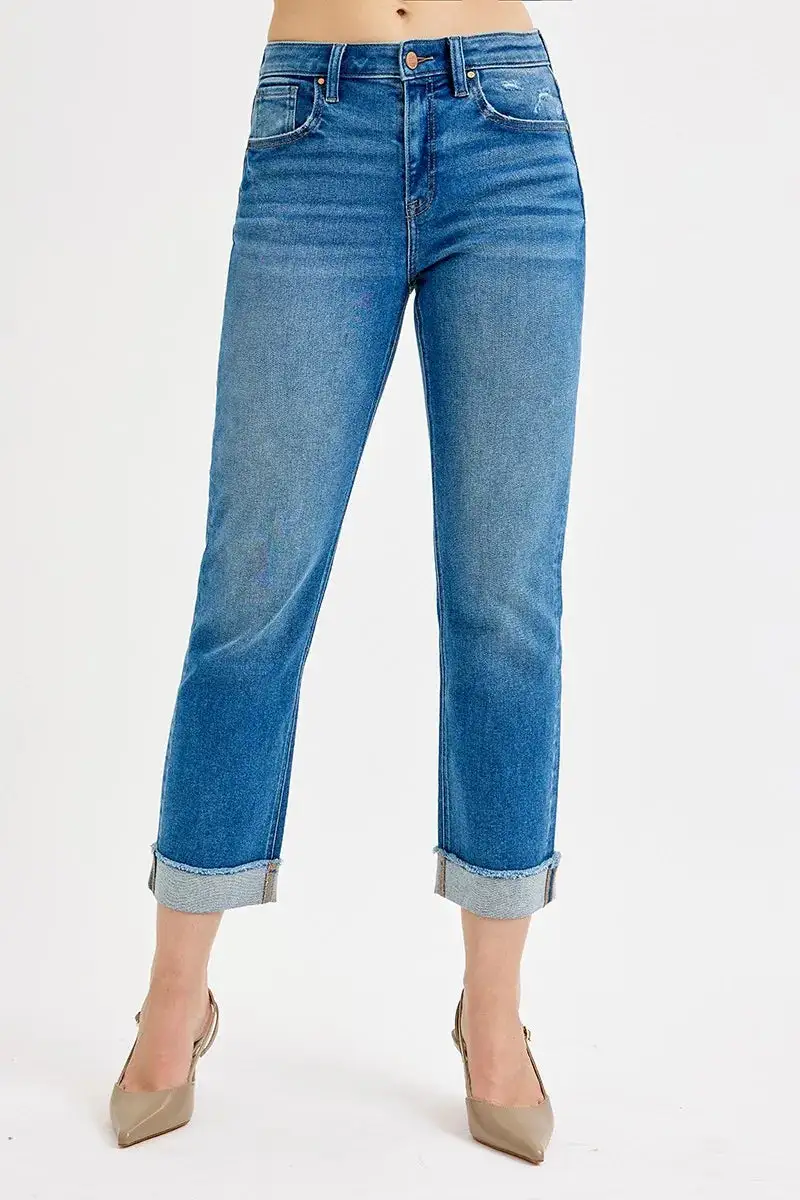 Full Size High Rise Boyfriend Fit Ankle Jeans Plus Size