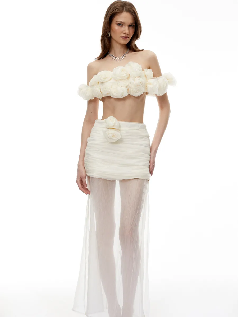 Liana 3D Floral Strapless Two Piece Set