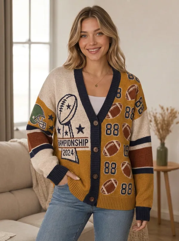 Women's Football Championship Knit Knit Cardigan